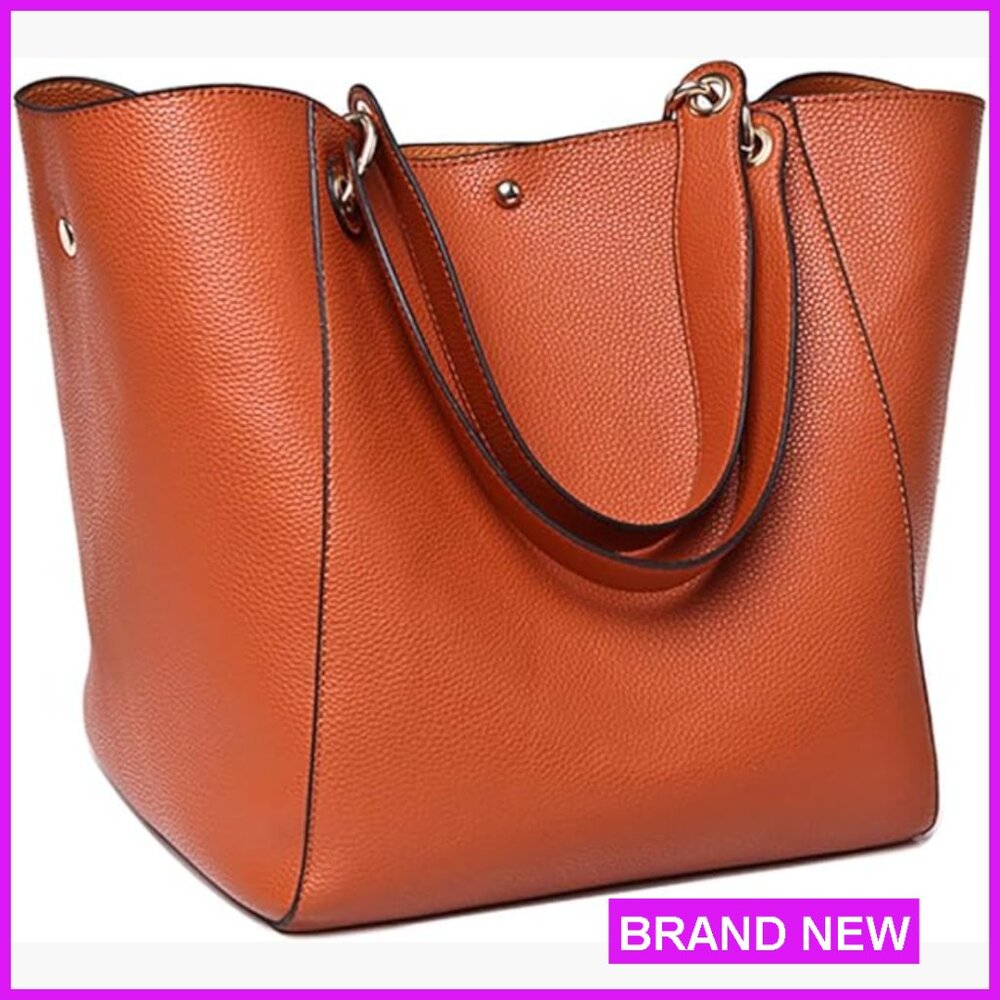 Large Vegan Leather Tote Bag Designer Crossbody Work Travel Purse Chic Minimal